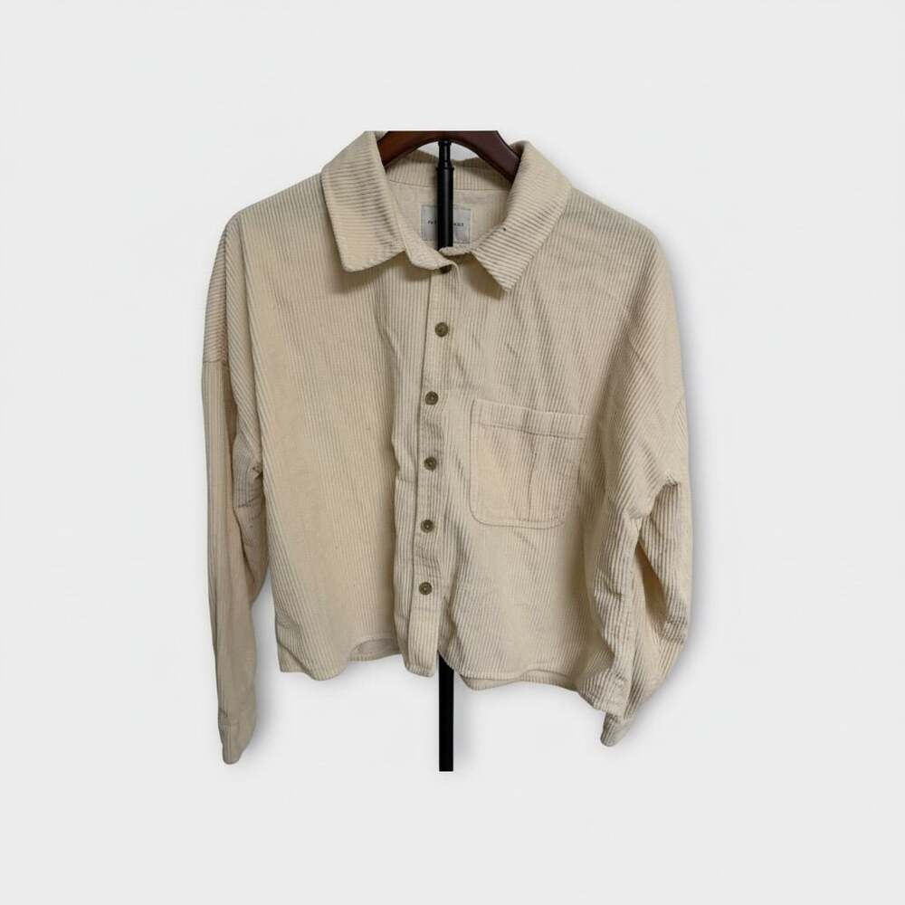 American Eagle Cropped Corduroy Button-Up Shirt Jacket